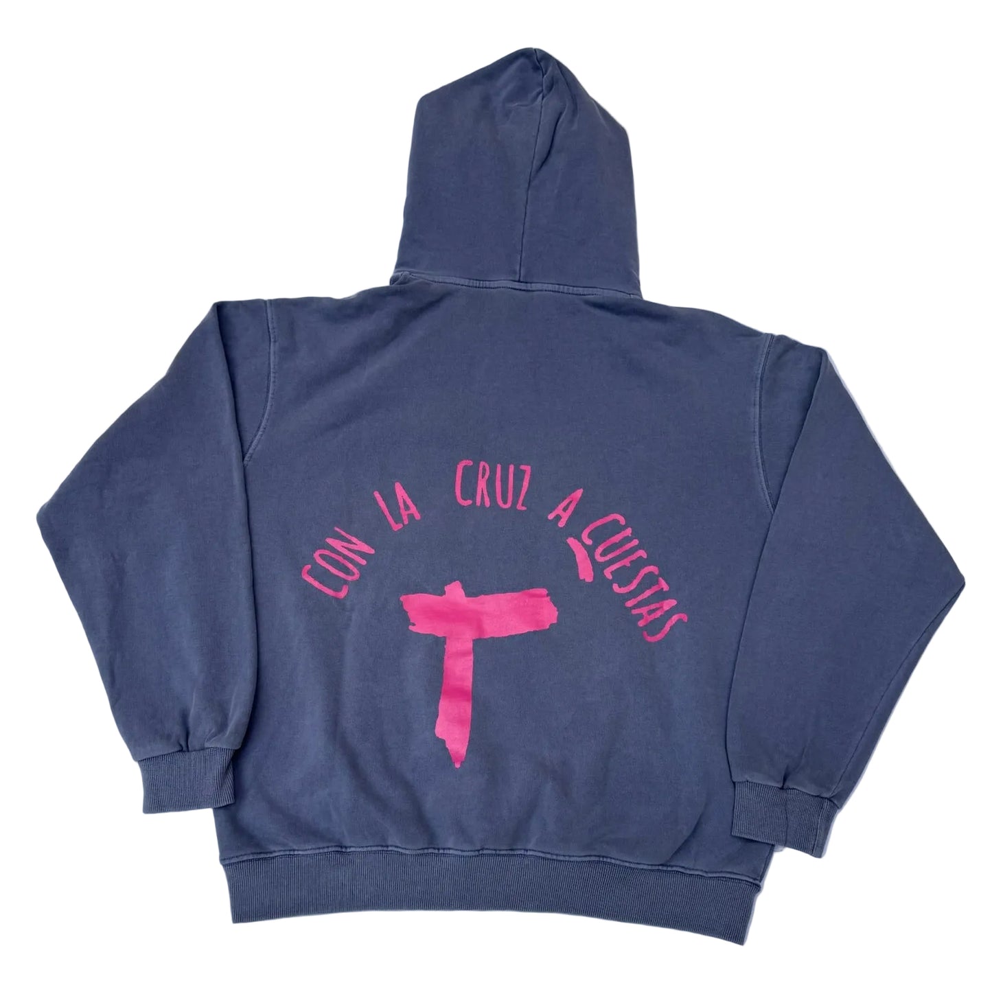 Con la cruz a cuestas hoodie azul y rosa
