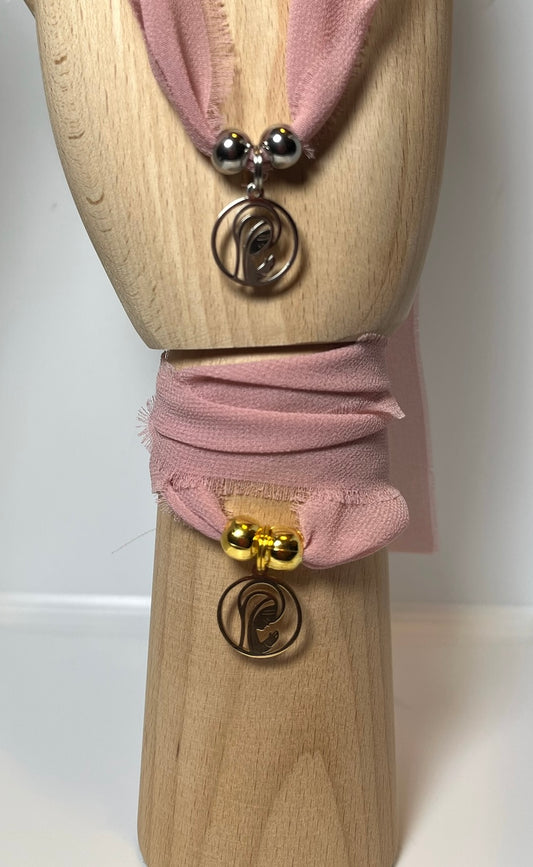Pulsera/Choker rosa empolvado