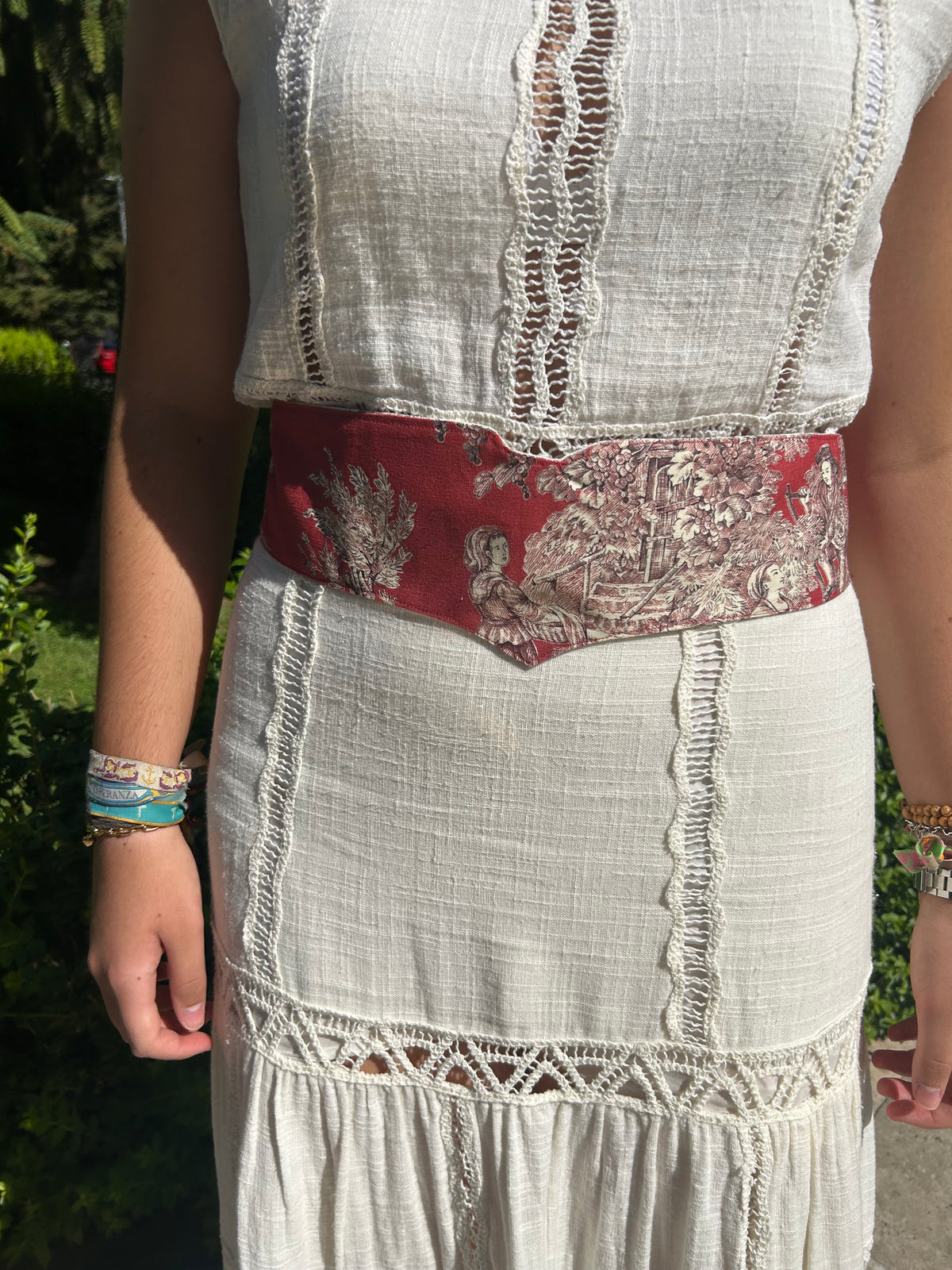 Fajín reversible granate y blanco