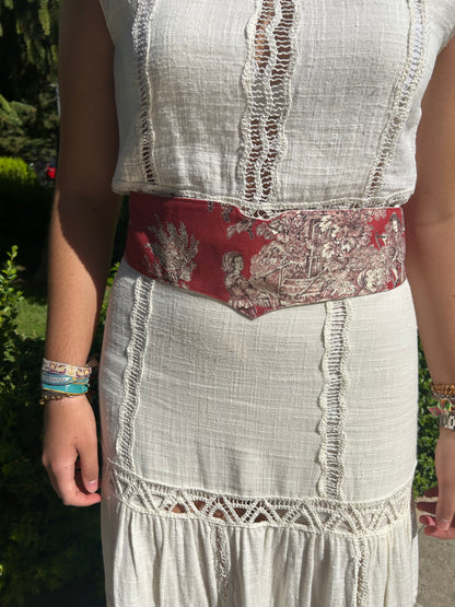 Fajín reversible granate y blanco