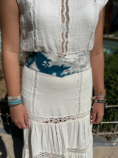 Fajín reversible azul y rosa