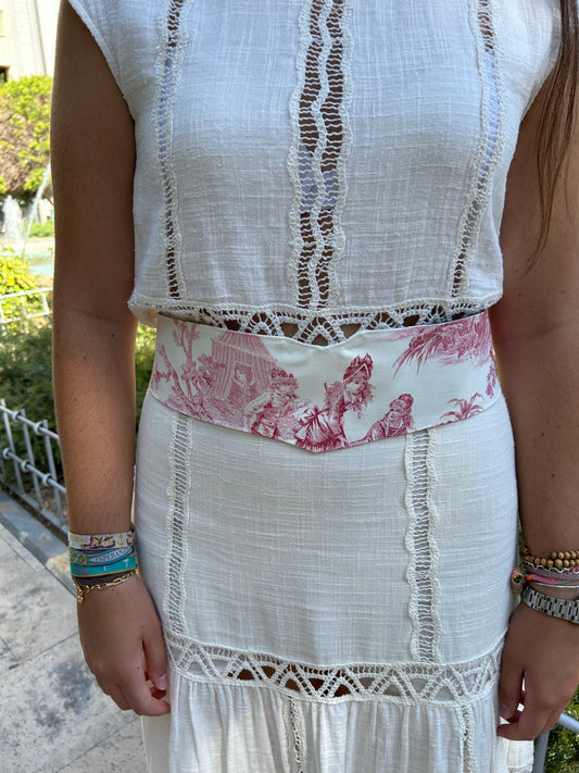 Fajín reversible azul y rosa
