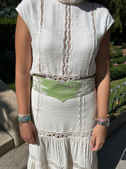 Fajín reversible verde y gris