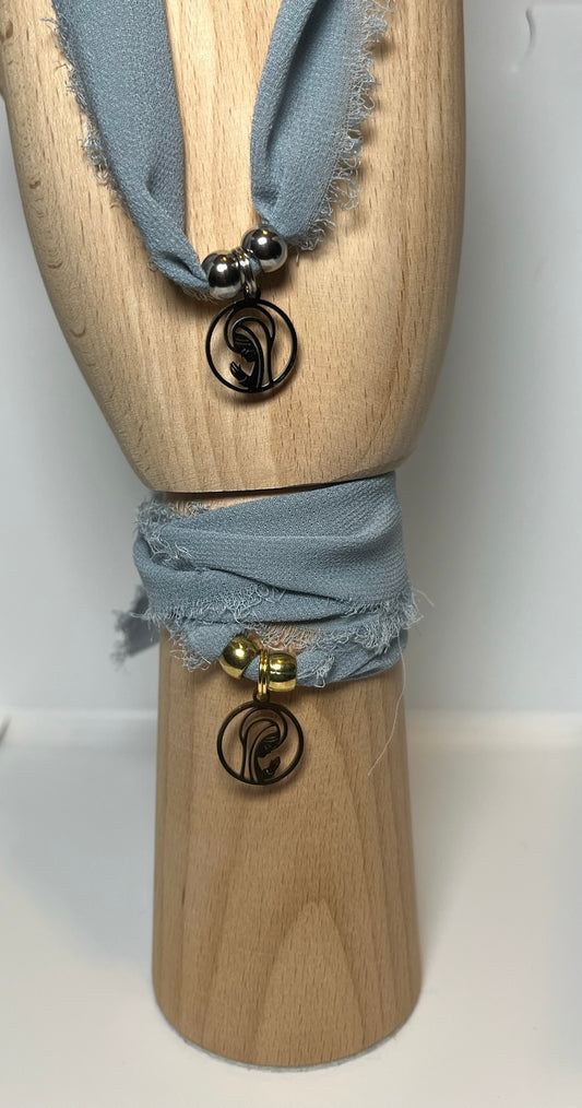 Pulsera/Choker azul grisáceo