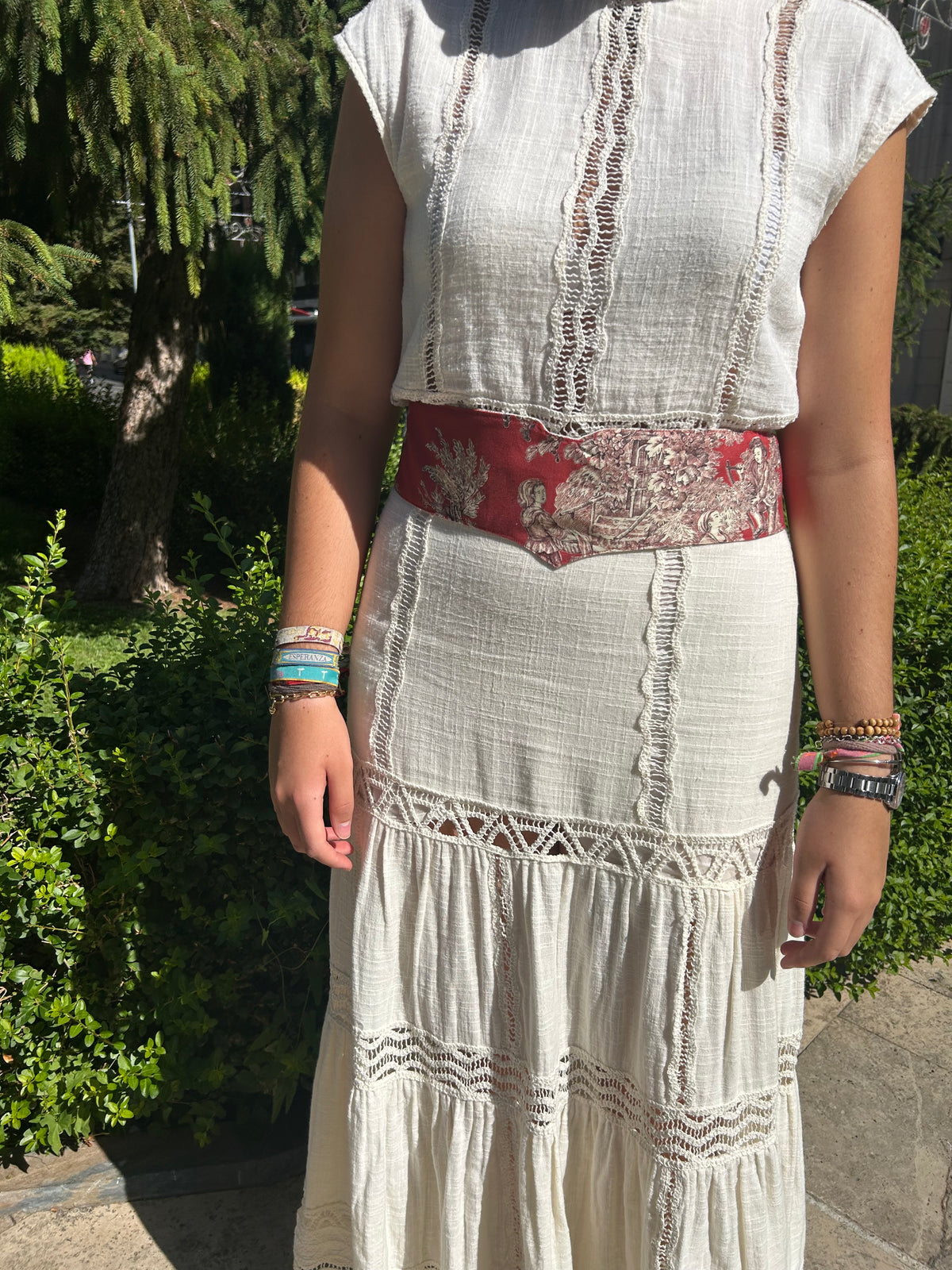 Fajín reversible granate y blanco