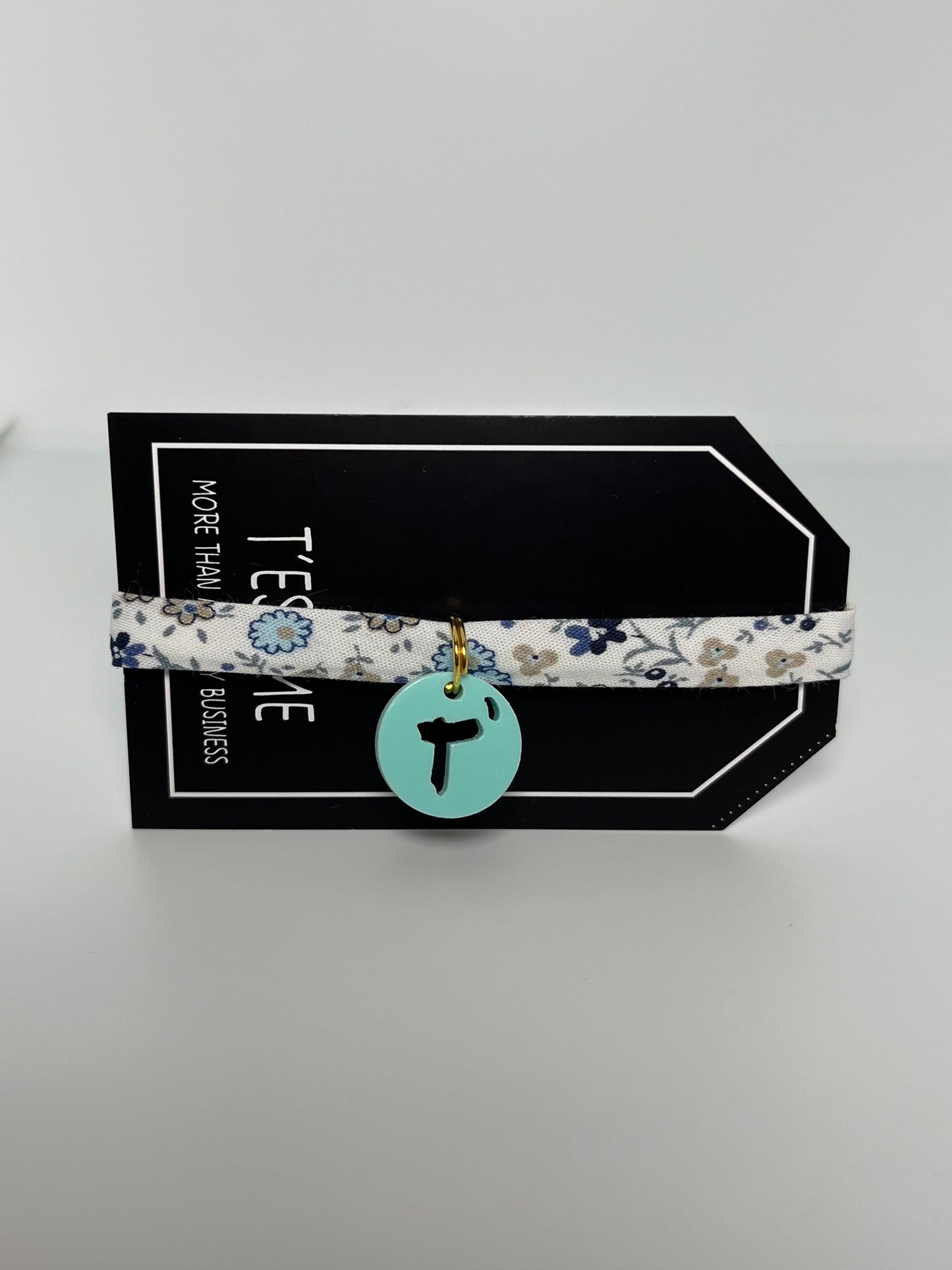 Pulsera cinta flores azules