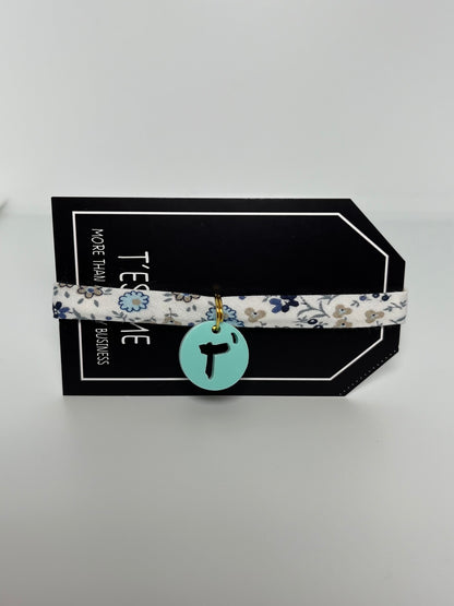 Pulsera cinta flores azules