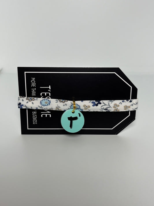 Pulsera cinta flores azules